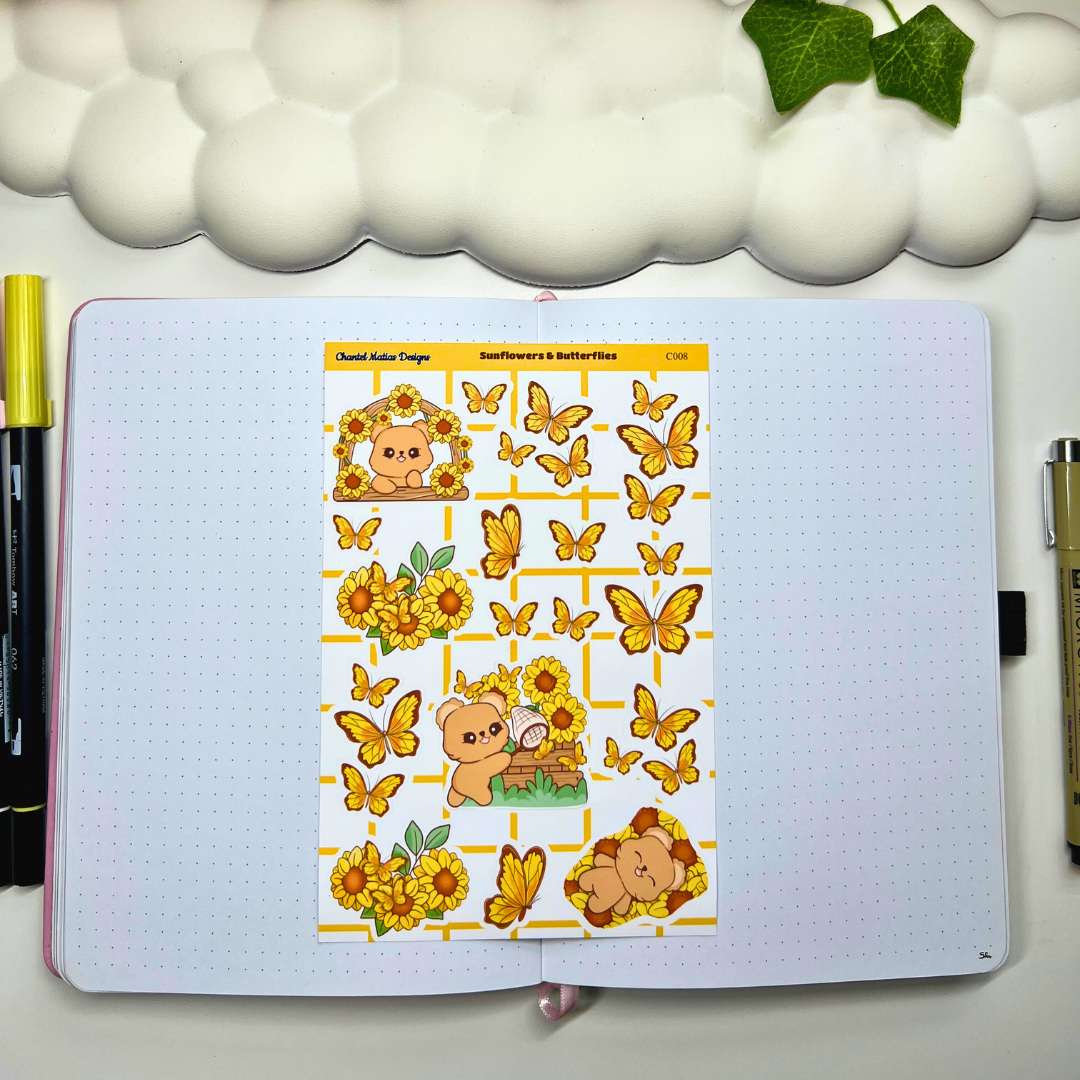 Sunflower Butterflies Sticker Bundle