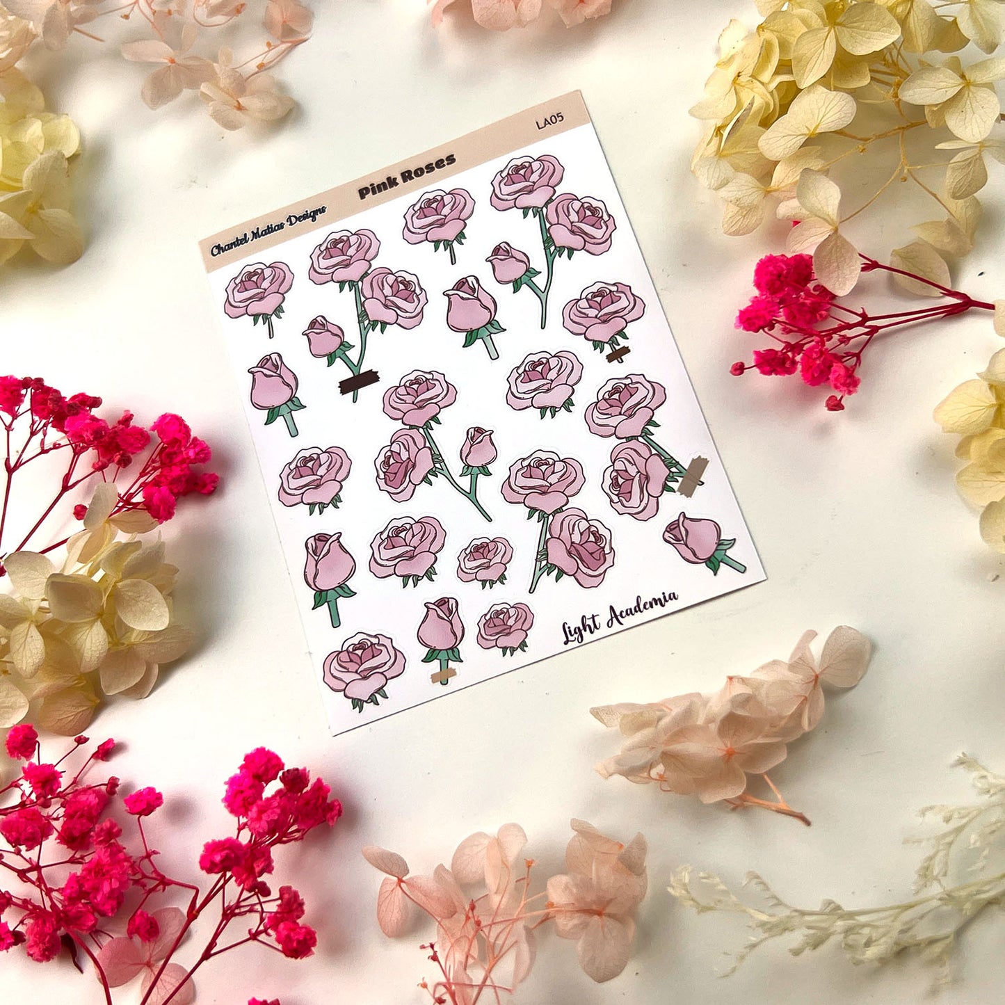 Roses Planner Sticker Sheet | Light Academia Decorative Stickers for Journals & Planners