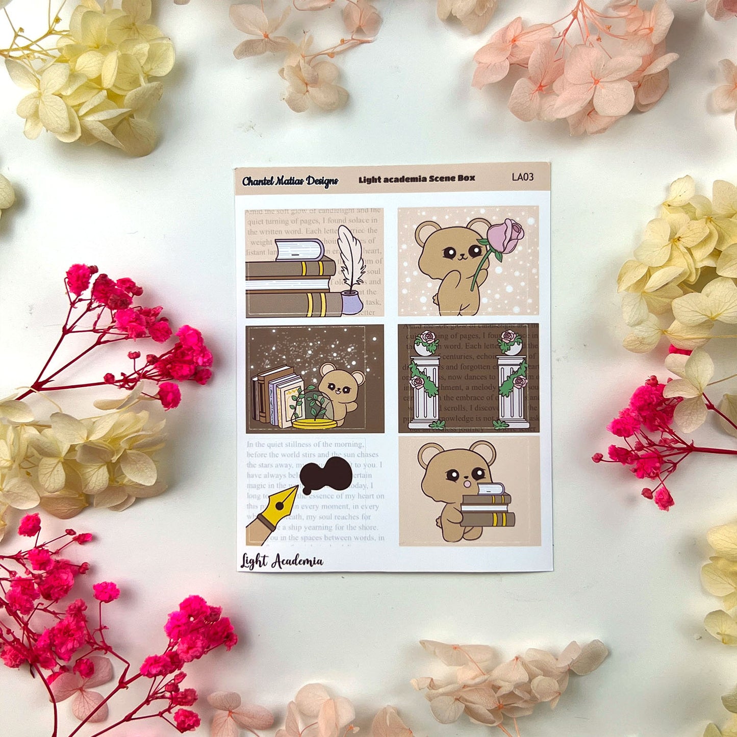 Light Academia Half Boxes Planner Sticker Sheet
