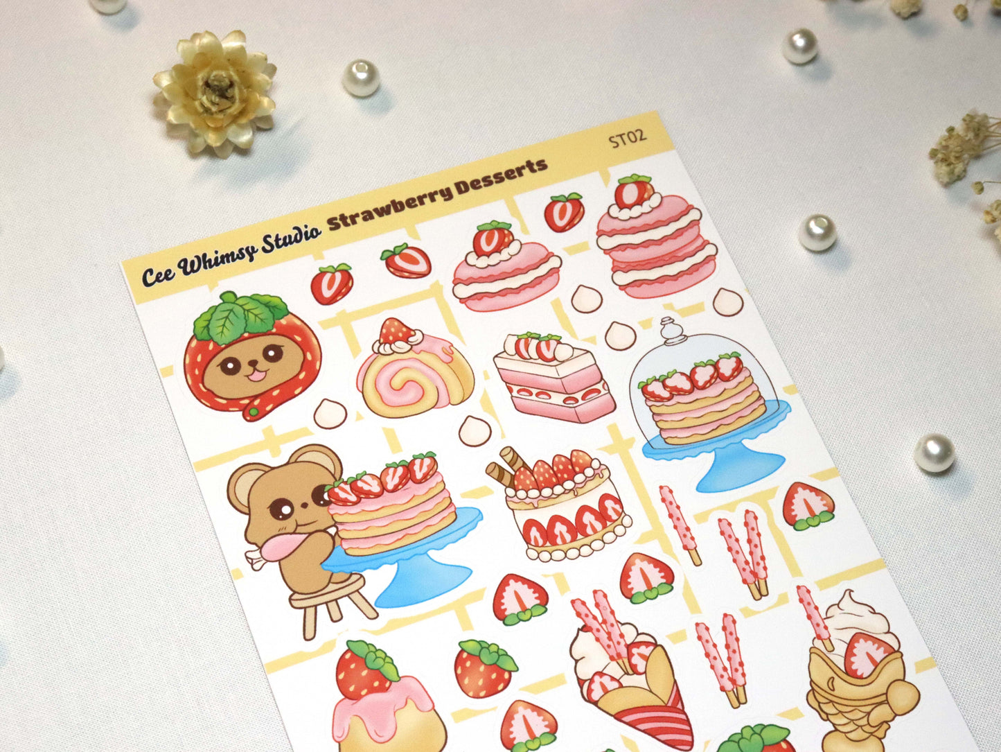 Strawberry Dessert Sticker Sheet