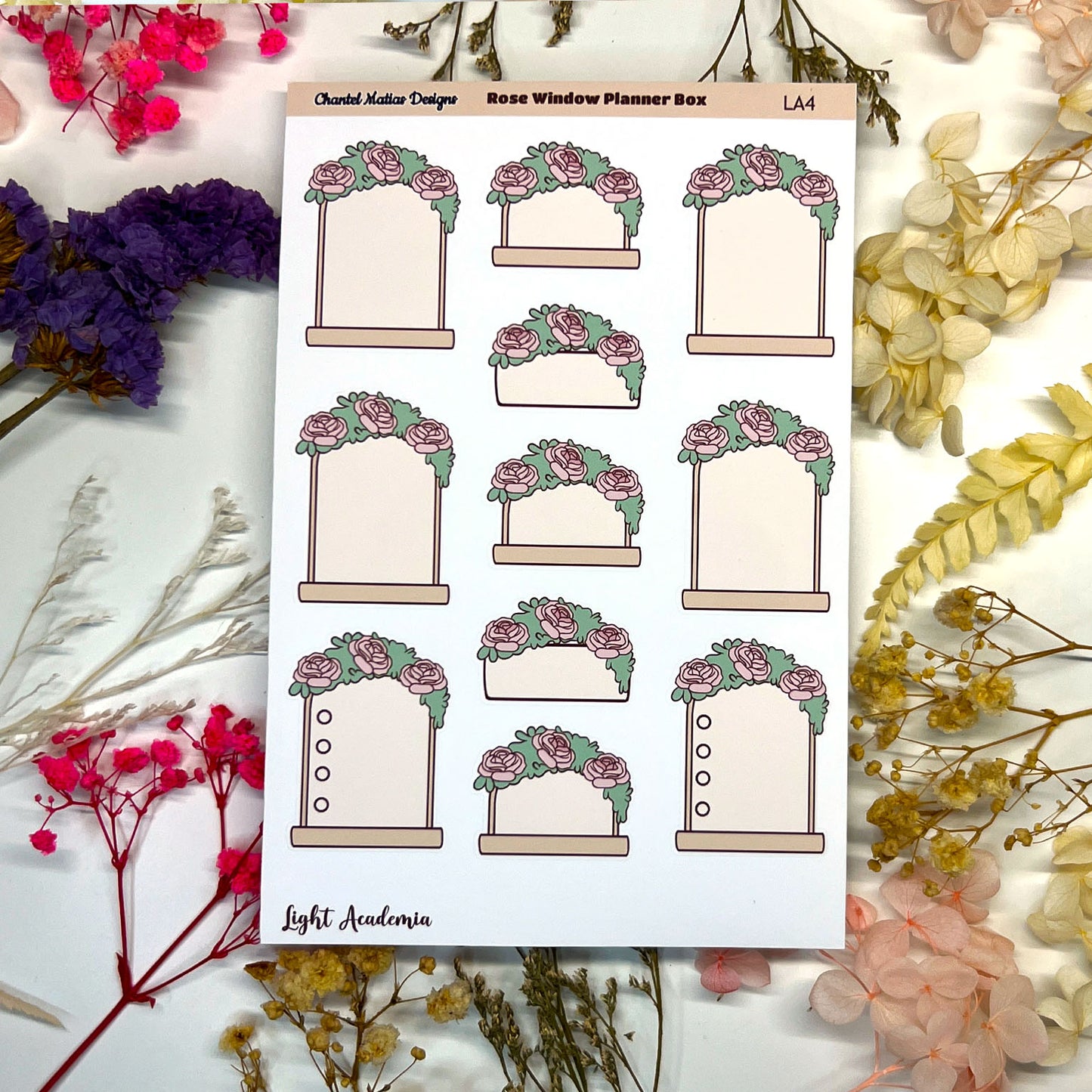 Rose Windowsill Text Box Planner Sticker Sheet