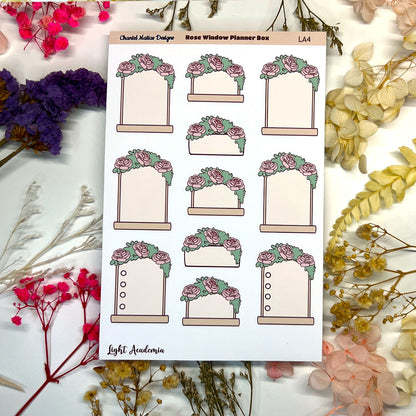 Rose Windowsill Text Box Planner Sticker Sheet