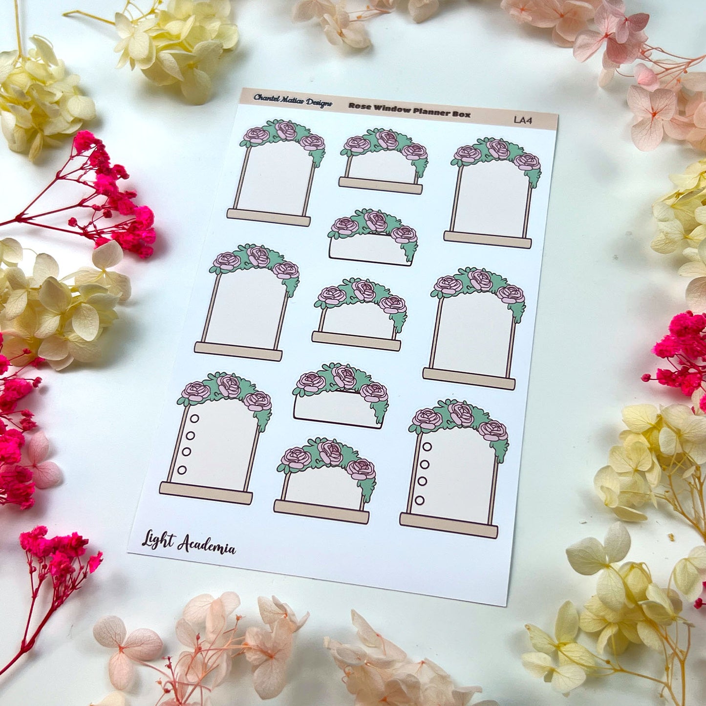 Rose Windowsill Text Box Planner Sticker Sheet